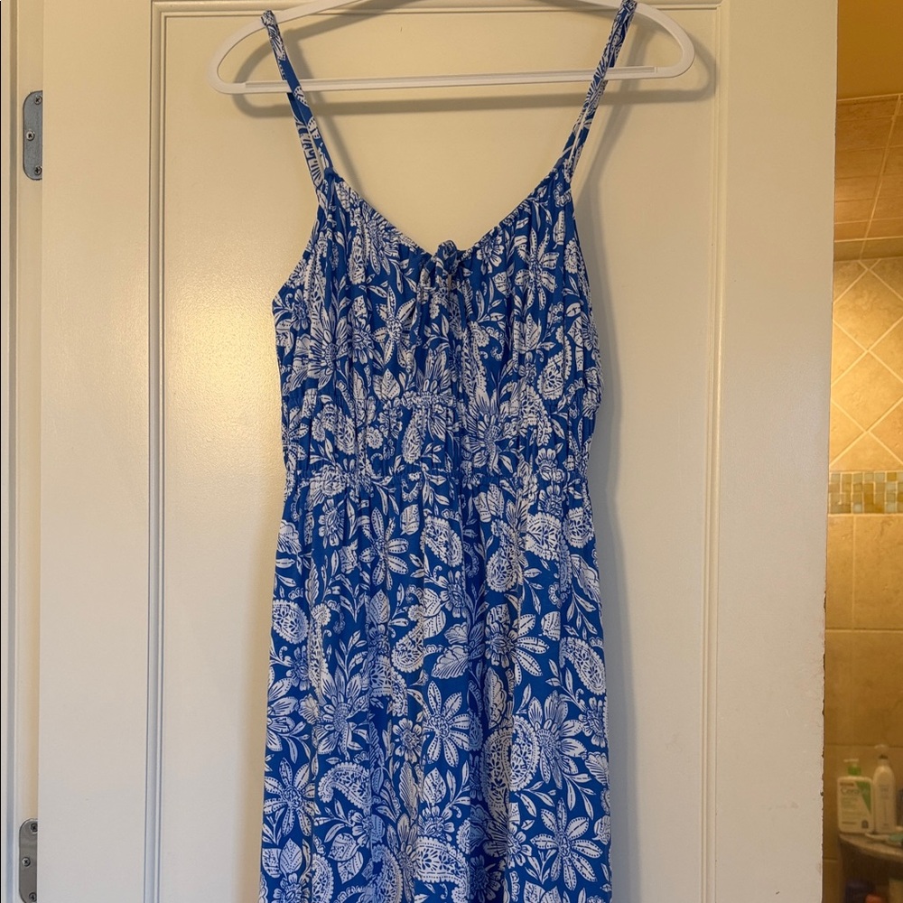 Loft Maxi Dress Blue and White Floral